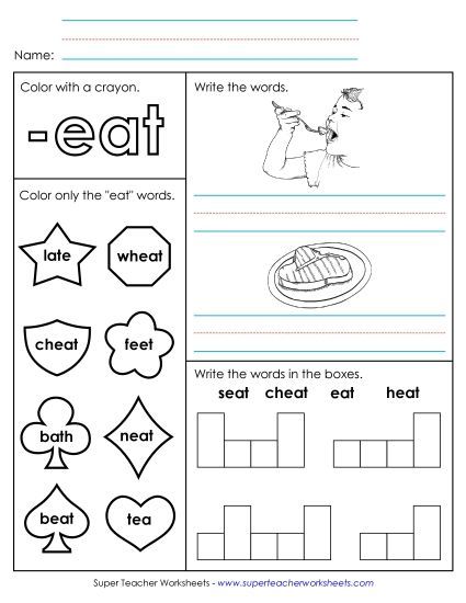 Worksheets - Worksheet 1 (-eat Words) (Printable PDF Worksheet)