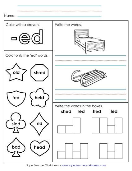 Worksheets - Worksheet 1 (-ed Words) (Printable PDF Worksheet)