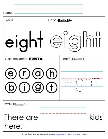 Worksheet 1: Eight (Printable PDF Worksheet)