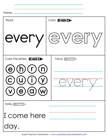 Worksheet 1: Every (Printable PDF Worksheet)