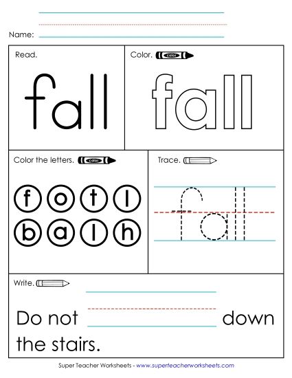 Worksheet 1: Fall (Printable PDF Worksheet)