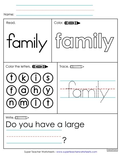Worksheet 1: Family (Printable PDF Worksheet)