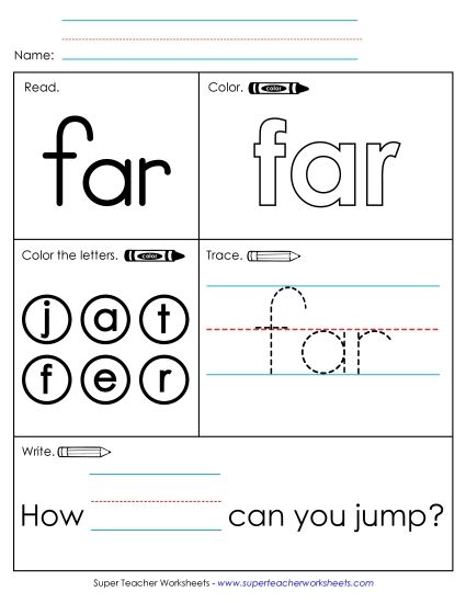 Worksheet 1: Far (Printable PDF Worksheet)