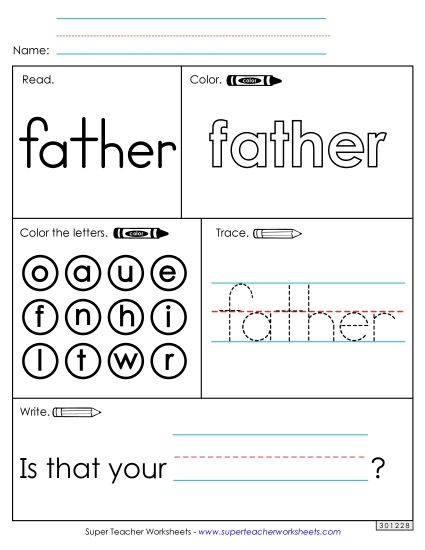 Worksheet 1: Father (Printable PDF Worksheet)