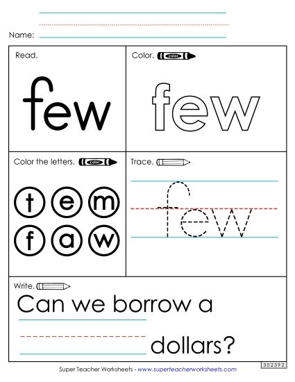 Worksheet 1: Few (Printable PDF Worksheet)