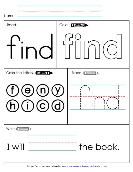 Worksheet 1: Find (Printable PDF Worksheet)