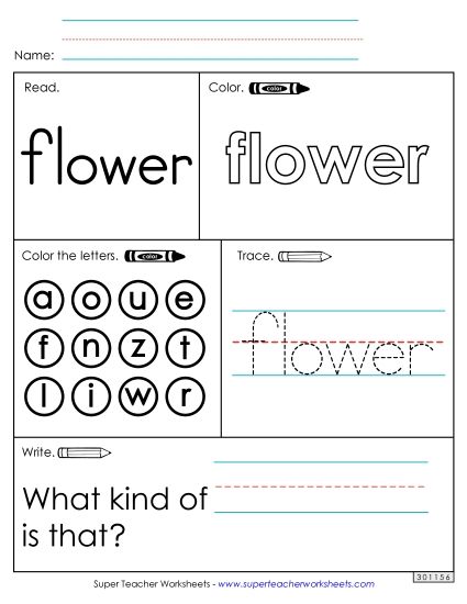 Worksheet 1: Flower (Printable PDF Worksheet)