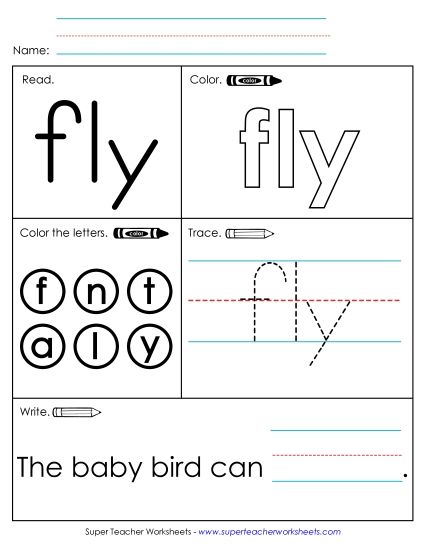 Worksheet 1: Fly (Printable PDF Worksheet)