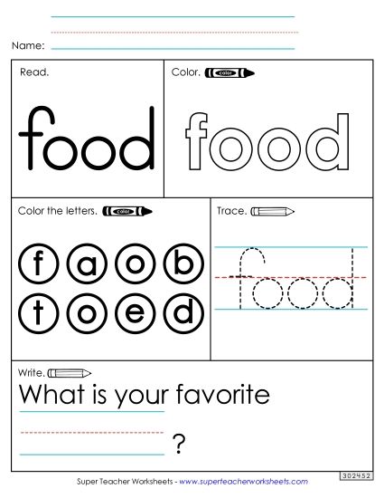 Worksheet 1: Food (Printable PDF Worksheet)