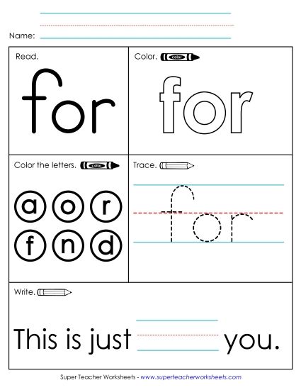 Worksheet 1: For (Printable PDF Worksheet)