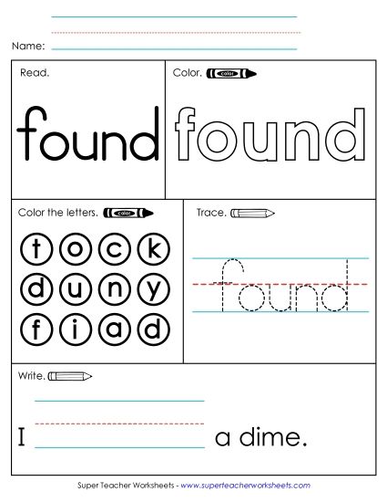 Worksheet 1: Found (Printable PDF Worksheet)