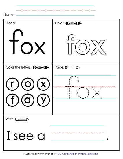 Worksheet 1: Fox (Printable PDF Worksheet)
