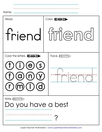 Worksheet 1: Friend (Printable PDF Worksheet)