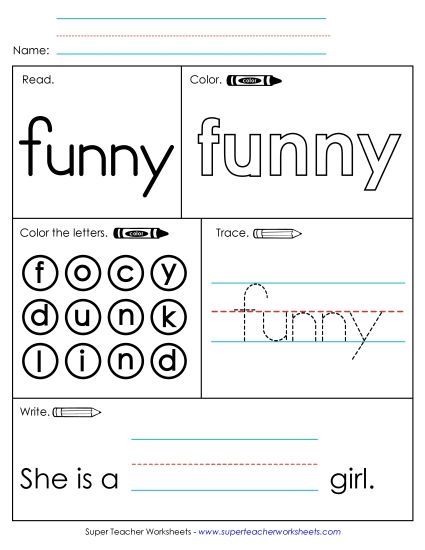 Worksheet 1: Funny (Printable PDF Worksheet)
