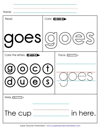 Worksheet 1: Goes (Printable PDF Worksheet)