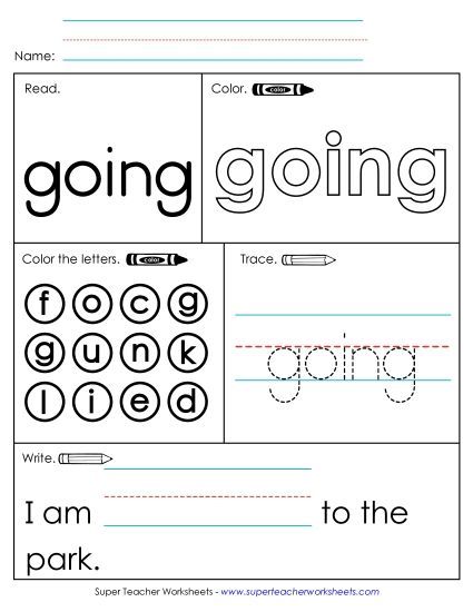 Worksheet 1: Going (Printable PDF Worksheet)