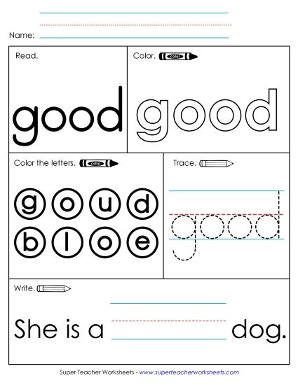 Worksheet 1: Good (Printable PDF Worksheet)