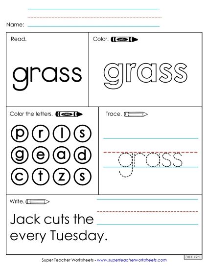 Worksheet 1: Grass (Printable PDF Worksheet)