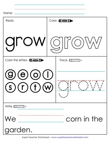 Worksheet 1: Grow (Printable PDF Worksheet)