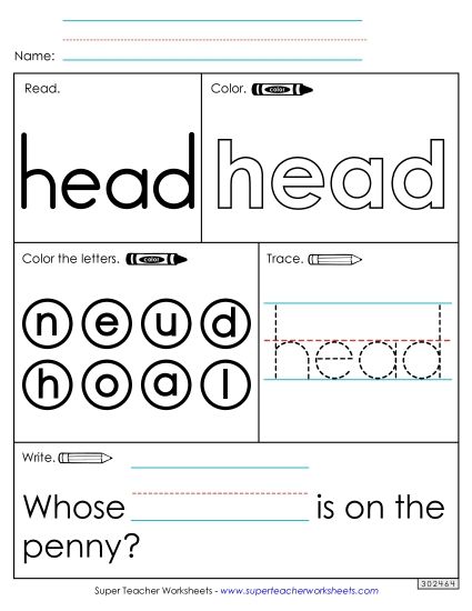 Worksheet 1: Head (Printable PDF Worksheet)