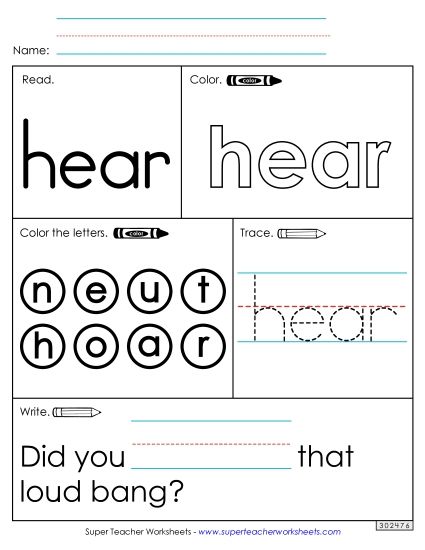 Worksheet 1: Hear (Printable PDF Worksheet)