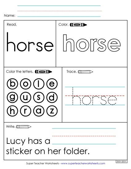 Worksheet 1: Horse (Printable PDF Worksheet)