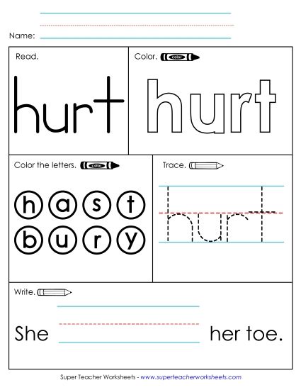 Worksheet 1: Hurt (Printable PDF Worksheet)