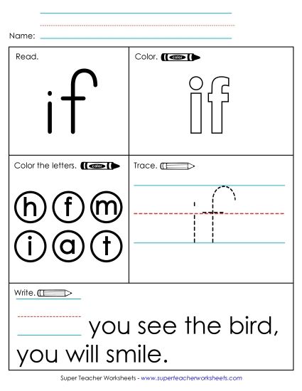 Worksheet 1: If (Printable PDF Worksheet)