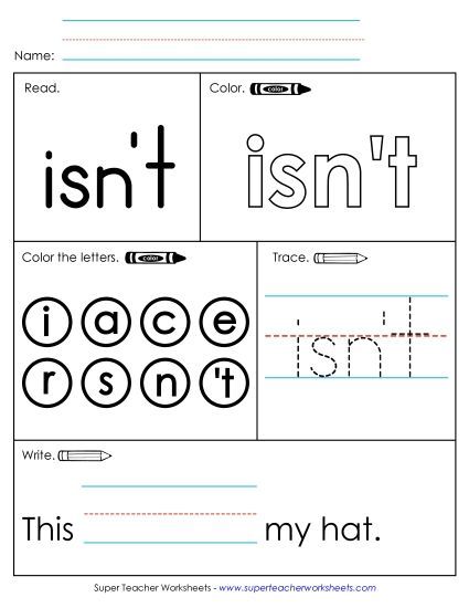 Worksheet 1: Isn't (Printable PDF Worksheet)