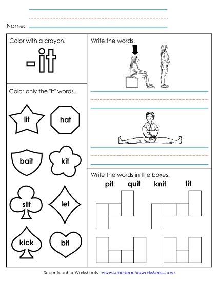 Worksheets - Worksheet 1 (-it Words) (Printable PDF Worksheet)