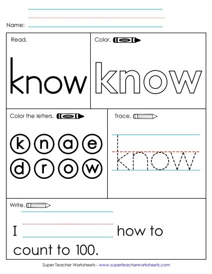 Worksheet 1: Know (Printable PDF Worksheet)