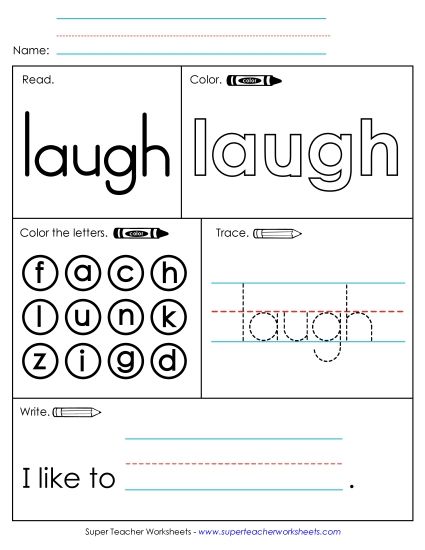 Worksheet 1: Laugh (Printable PDF Worksheet)