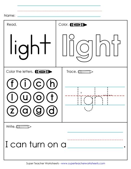 Worksheet 1: Light (Printable PDF Worksheet)