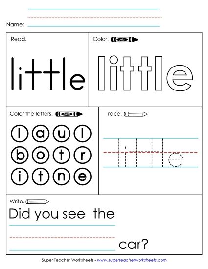 Worksheet 1: Little (Printable PDF Worksheet)