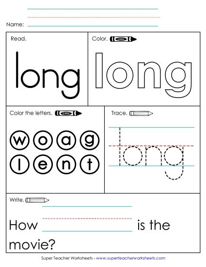 Worksheet 1: Long (Printable PDF Worksheet)