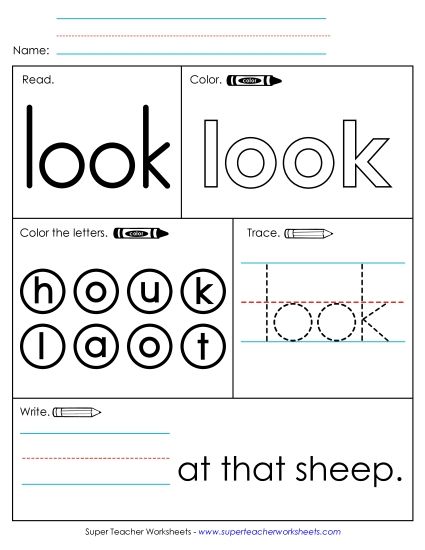 Worksheet 1: Look (Printable PDF Worksheet)