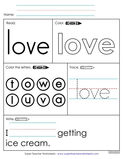Worksheet 1: Love (Printable PDF Worksheet)