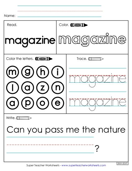 Worksheet 1: Magazine (Printable PDF Worksheet)