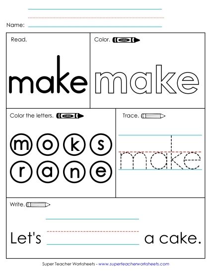 Worksheet 1: Make (Printable PDF Worksheet)