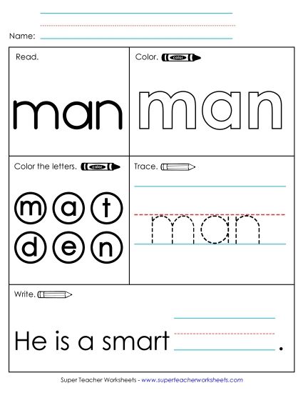 Worksheet 1: Man (Printable PDF Worksheet)