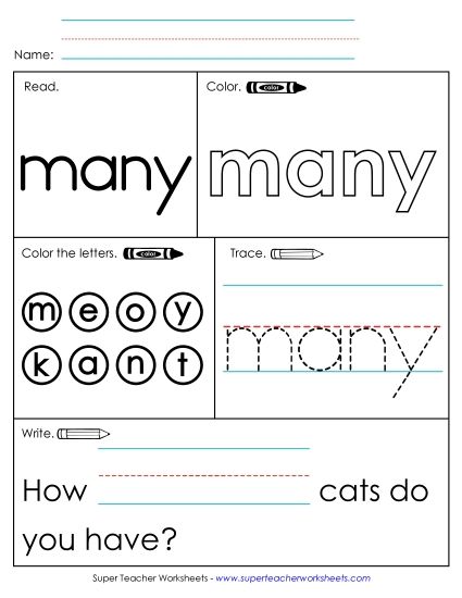 Worksheet 1: Many (Printable PDF Worksheet)