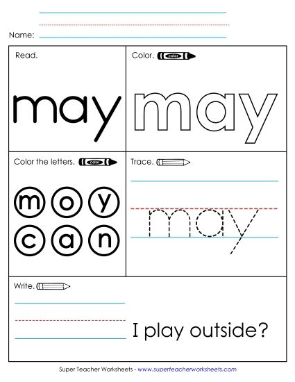 Worksheet 1: May (Printable PDF Worksheet)