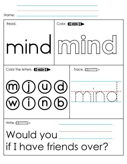 Worksheet 1: Mind (Printable PDF Worksheet)
