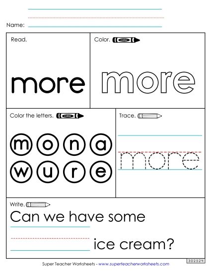 Worksheet 1: More (Printable PDF Worksheet)