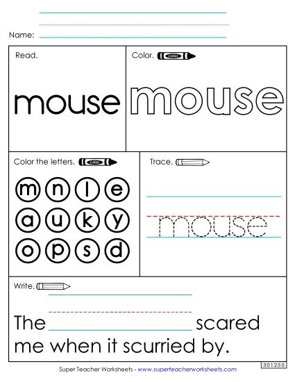Worksheet 1: Mouse (Printable PDF Worksheet)
