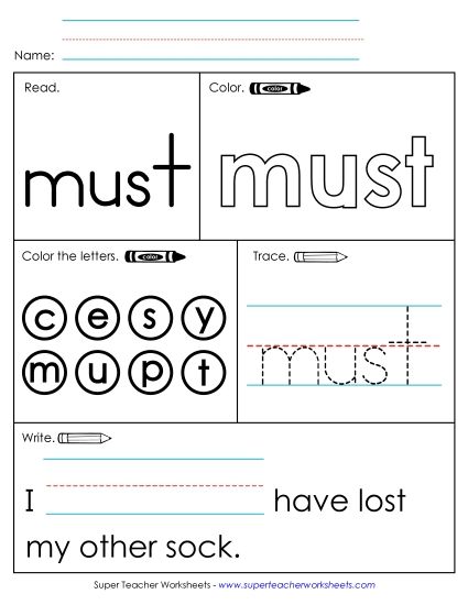 Worksheet 1: Must (Printable PDF Worksheet)