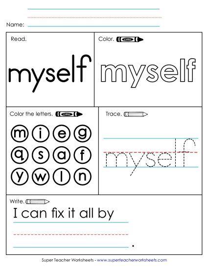 Worksheet 1: Myself (Printable PDF Worksheet)