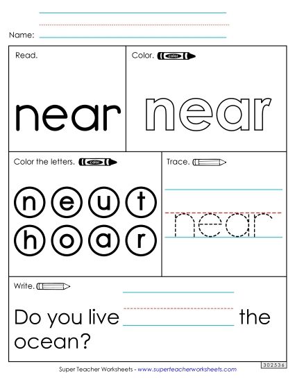 Worksheet 1: Near (Printable PDF Worksheet)