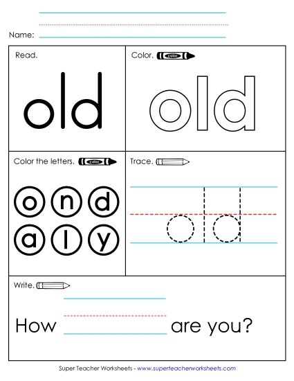 Worksheet 1: Old (Printable PDF Worksheet)