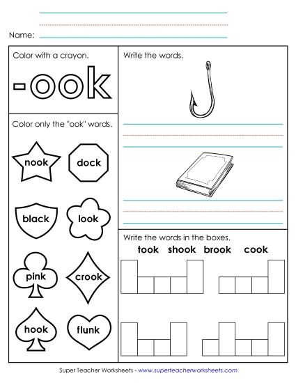 Worksheets - Worksheet 1 (-ook Words) (Printable PDF Worksheet)